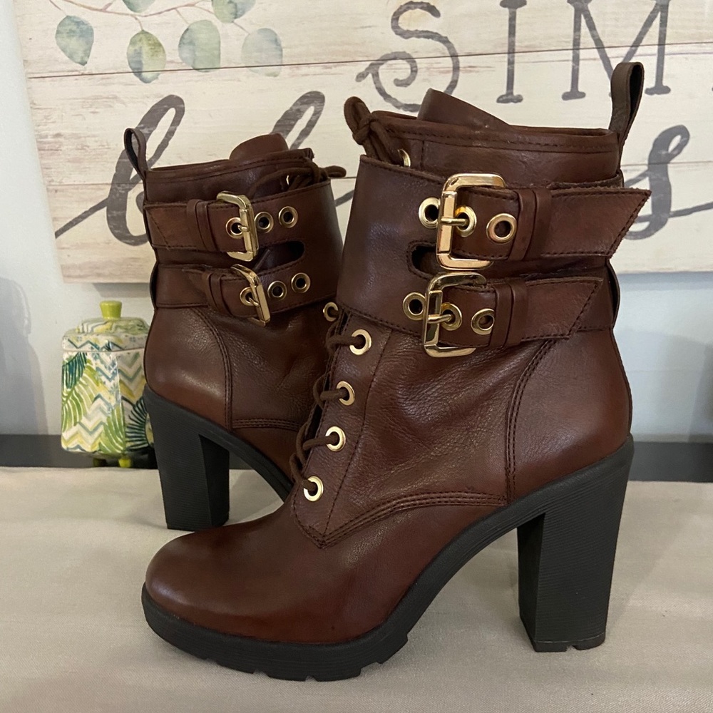 Guess Brown Leather Booties